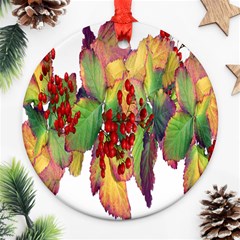 Leaves Autumn Berries Garden Ornament (round) by Simbadda