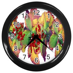 Leaves Autumn Berries Garden Wall Clock (black) by Simbadda