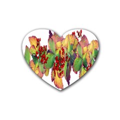 Leaves Autumn Berries Garden Heart Coaster (4 Pack)  by Simbadda