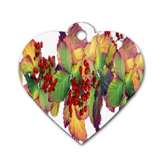 Leaves Autumn Berries Garden Dog Tag Heart (one Side) by Simbadda