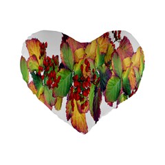 Leaves Autumn Berries Garden Standard 16  Premium Flano Heart Shape Cushions by Simbadda