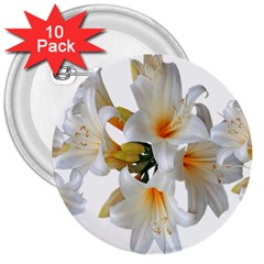 Lilies White Belladonna 3  Buttons (10 Pack)  by Simbadda