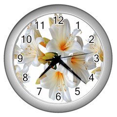 Lilies White Belladonna Wall Clock (silver) by Simbadda