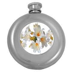 Lilies White Belladonna Round Hip Flask (5 Oz) by Simbadda