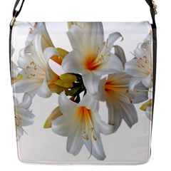 Lilies White Belladonna Flap Closure Messenger Bag (s) by Simbadda