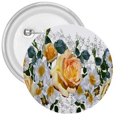 Flowers Roses White Yellow 3  Buttons by Simbadda