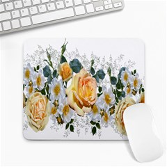 Flowers Roses White Yellow Large Mousepads by Simbadda