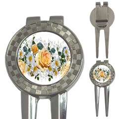 Flowers Roses White Yellow 3-in-1 Golf Divots by Simbadda