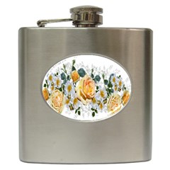 Flowers Roses White Yellow Hip Flask (6 Oz) by Simbadda