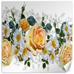 Flowers Roses White Yellow Canvas 16  X 16  by Simbadda