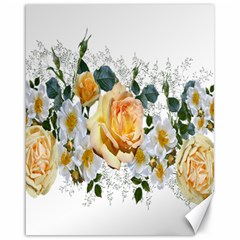 Flowers Roses White Yellow Canvas 16  X 20  by Simbadda