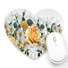 Flowers Roses White Yellow Heart Mousepads by Simbadda