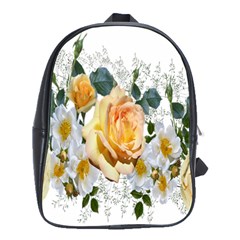 Flowers Roses White Yellow School Bag (large) by Simbadda