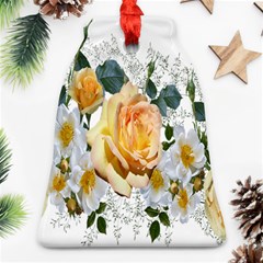 Flowers Roses White Yellow Bell Ornament (two Sides) by Simbadda