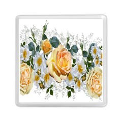 Flowers Roses White Yellow Memory Card Reader (square) by Simbadda