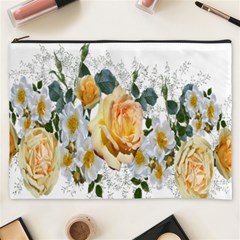 Flowers Roses White Yellow Cosmetic Bag (xxxl) by Simbadda