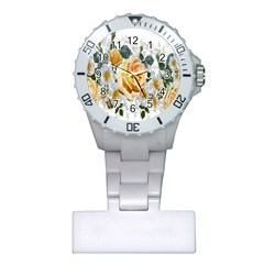 Flowers Roses White Yellow Plastic Nurses Watch by Simbadda