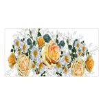 Flowers Roses White Yellow Satin Shawl Front