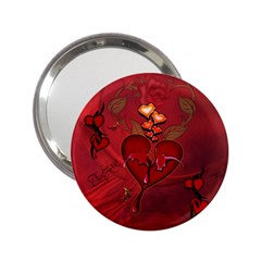 Wonderful Hearts And Rose 2 25  Handbag Mirrors by FantasyWorld7