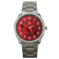 Wonderful Hearts And Rose Sport Metal Watch by FantasyWorld7