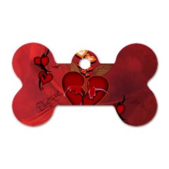 Wonderful Hearts And Rose Dog Tag Bone (one Side) by FantasyWorld7