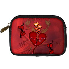 Wonderful Hearts And Rose Digital Camera Leather Case