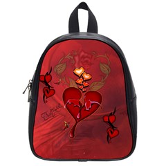 Wonderful Hearts And Rose School Bag (small) by FantasyWorld7