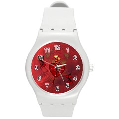 Wonderful Hearts And Rose Round Plastic Sport Watch (m) by FantasyWorld7