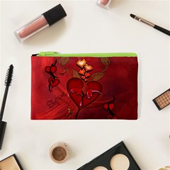 Wonderful Hearts And Rose Cosmetic Bag (xs) by FantasyWorld7