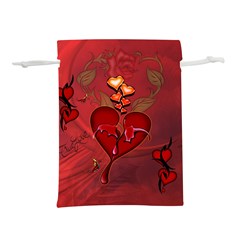 Wonderful Hearts And Rose Lightweight Drawstring Pouch (m) by FantasyWorld7