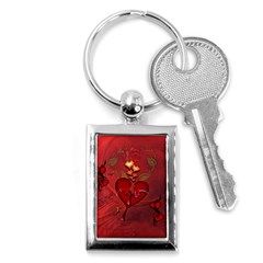 Wonderful Hearts And Rose Key Chain (rectangle) by FantasyWorld7