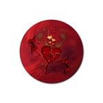 Wonderful Hearts And Rose Rubber Coaster (Round)  Front