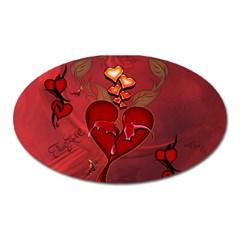 Wonderful Hearts And Rose Oval Magnet by FantasyWorld7