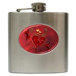 Wonderful Hearts And Rose Hip Flask (6 oz) Front