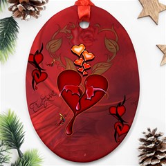 Wonderful Hearts And Rose Oval Ornament (two Sides) by FantasyWorld7