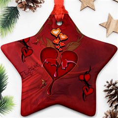 Wonderful Hearts And Rose Star Ornament (two Sides) by FantasyWorld7