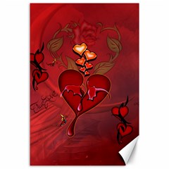 Wonderful Hearts And Rose Canvas 24  X 36  by FantasyWorld7