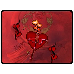 Wonderful Hearts And Rose Fleece Blanket (large)  by FantasyWorld7