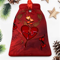 Wonderful Hearts And Rose Bell Ornament (two Sides) by FantasyWorld7