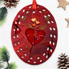 Wonderful Hearts And Rose Ornament (oval Filigree) by FantasyWorld7