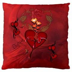 Wonderful Hearts And Rose Large Cushion Case (one Side) by FantasyWorld7