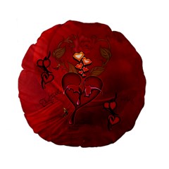 Wonderful Hearts And Rose Standard 15  Premium Flano Round Cushions by FantasyWorld7