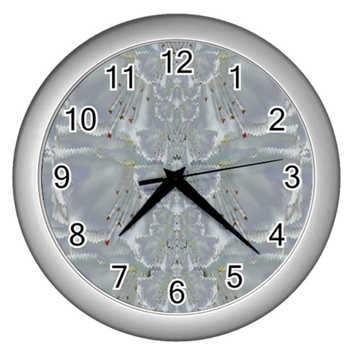 Silky Flowers From The Bohemian Paradise  In Time Wall Clock (Silver)