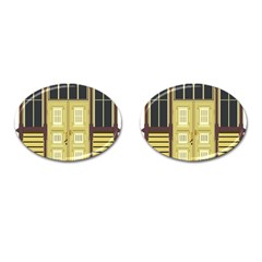 Graphic Door Entry Exterior House Cufflinks (oval) by Simbadda