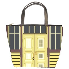 Graphic Door Entry Exterior House Bucket Bag by Simbadda