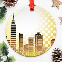 Life Urban City Scene Building Ornament (round) by Simbadda