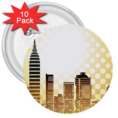 Life Urban City Scene Building 3  Buttons (10 Pack)  by Simbadda