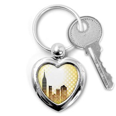 Life Urban City Scene Building Key Chain (heart) by Simbadda