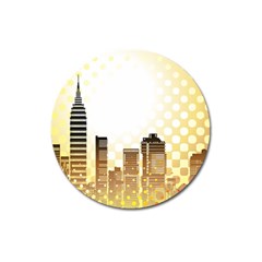 Life Urban City Scene Building Magnet 3  (round) by Simbadda