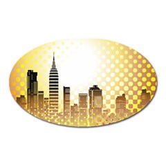 Life Urban City Scene Building Oval Magnet by Simbadda